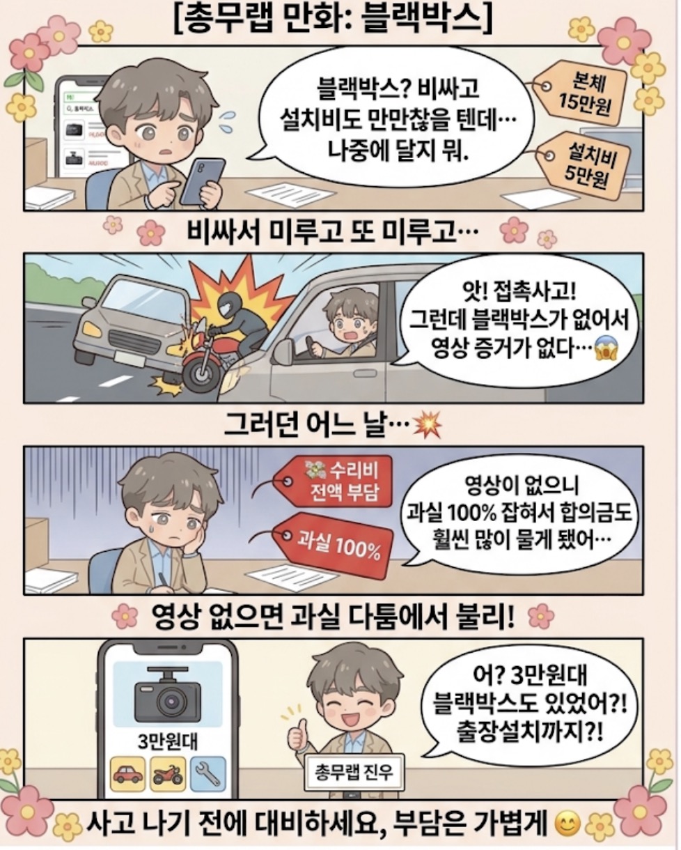 블랙박스 만화 — 사고 전 3만원대 블랙박스로 미리 대비
